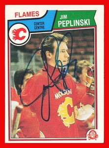 1983-84 OPC O-PEE-CHEE Hockey Signed #89 JIM PEPLINSKI Calgary Flames....