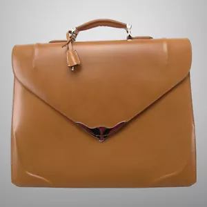SAMSONITE BLACK LABEL BAYAMO BRIEFCASE TWO GUSSETS NEW BUTTERSCOTCH LEATHER - Picture 1 of 12
