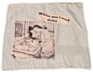 Lustiges Küchentuch "Wishes Won't Washes" zweilagig, strapazierfähiger Stoff - Bild 1 von 2