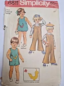 Jumpsuit Bib Overalls Romper Dog Girls Boys 3 Simplicity 8811 Sewing Pattern - Picture 1 of 10