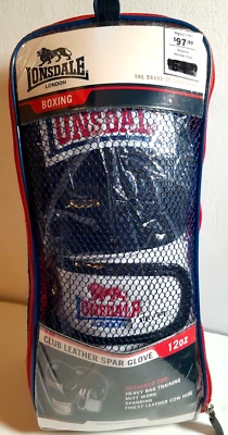 Nuevo Guante Ahorro de Cuero Lonsdale London Club 12oz Negro Foto 1 de 4