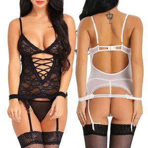Lencería sexy para mujer Babydoll Prendas para dormir Ropa interior Encaje Prendas para dormir Tanga Vestido - Imagen 1 de 16