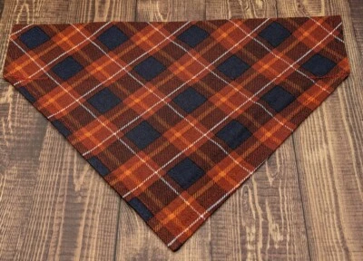 Осень собаки бандана над воротник клетку темно-коричневый оранжевый бандана скольжения на шарф - Изображение 1 из 3