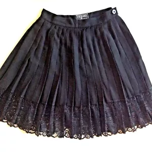 FALDA DE DISEÑO de VICTORIA & LUCCHINO Negro Accordiano Plisado Encaje Borde Pequeño - Imagen 1 de 8