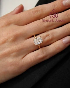 1.15 Ct Emerald Lab Grown Diamond Wedding Ring 10K Yellow Gold Anniversary Gift - Picture 1 of 6
