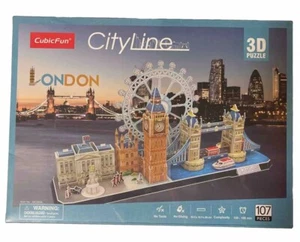 London 3D Puzzle Big Ben Windsor Castle Eye City Line 107 Piece Sealed New - Picture 1 of 10