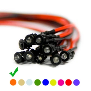 10 x Diodi Cablati LED + Supporto Plastica Wired Arancione Lente Chiara 9V 3mm - Foto 1 di 5