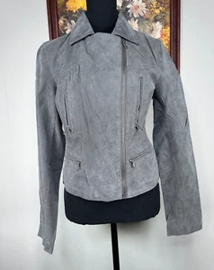 Levi's Genuine Leather Moto Jacket Women's S Gray Brushed Suede NWOT 2010 - Picture 1 of 18
