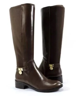 BOTAS ALTAS MUJER TALLA 5.5 MICHAEL KORS HAMILTON CHOCOLATE STRETCH MK LOGO PLANAS Foto 1 de 4