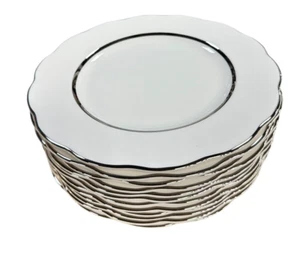 ROYAL ALBERT WHITE WITH PLATINUM TRIM SALAD PLATES SET OF 12 - Picture 1 of 6