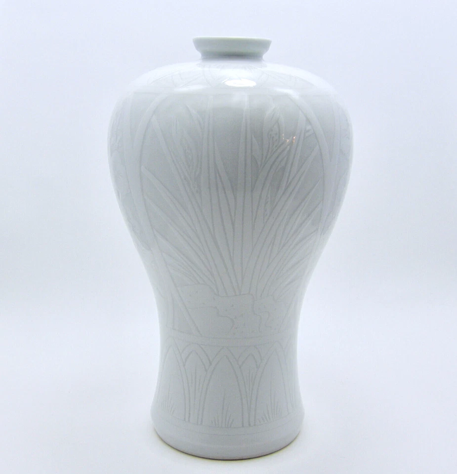 Jarrón botella Prunus antiguo/de colección coreano blanco Baekja hecho a mano aprox. 1925-1950 Foto 1 de 4