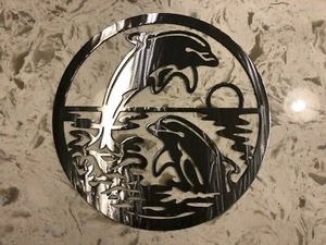 Dolphins Plasma Cut Metal Wall Art Home Decor - Picture 1 of 1