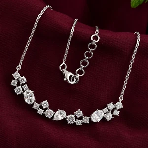 2.79 Ct Multi Shape Lab Grown CVD Diamond Pendant 14k White Gold Chain Necklace - Picture 1 of 7