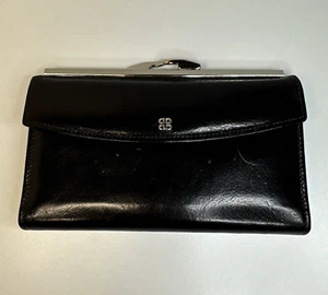 Cartera Cartera Francesa Vintage Bosca Cuero Antiguo Negra 7" Enmarcada Edición Limitada - Imagen 1 de 17