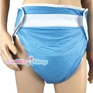 Cuddlz Blue Front Fastening All In One Nappy Padded Adult Incontinence Diaper - Picture 1 of 3