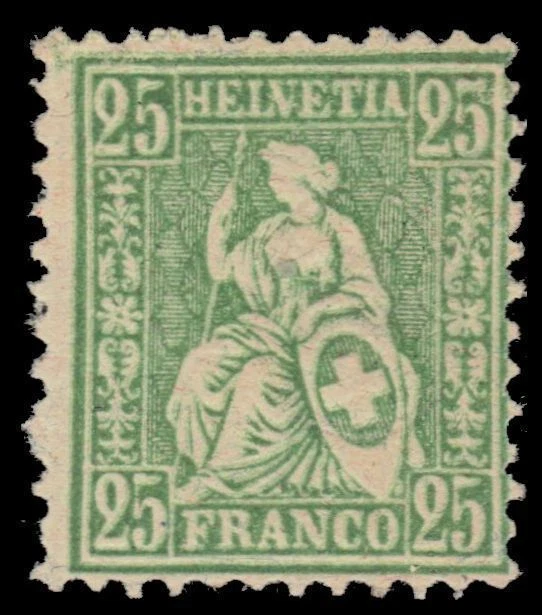 SWITZERLAND 65v (Mi41) - Helvatia "Double Transfer of Frame" (pf40626) - Image 1 of 1