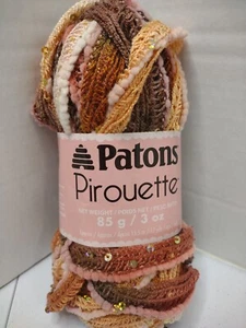 Vtg Patons Pirouette Ruffle Mesh Chenille Yarn Sienna Sparkle #84012 3 Oz Skein - Picture 1 of 6