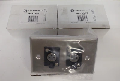 Lote de 3 placas de pared de acero inoxidable Atlas SG-XLR-F2 de una sola banda, con 2 hembra de 3 pines Foto 1 de 4