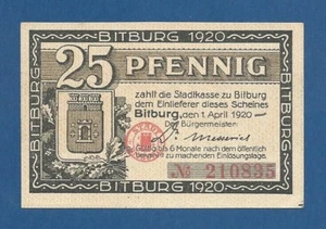ALEMANIA // GERMANY -- NOTGELD -- BITBURG -- 25 PFENNIG  ( 1920 ) -- aUNC . - Picture 1 of 2