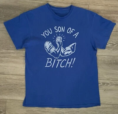 Camiseta gráfica masculina manga curta azul royal "You Son Of A Bitch" tamanho grande - Imagem 1 de 4