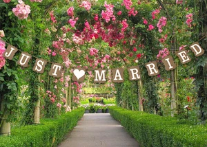 Vintage Just Married Wedding Bunting Cardboard Wedding Decoration UK SELLER - Picture 1 of 3