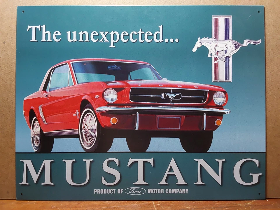 Ford Mustang The Unexpected... Tin Sign Metal Garage Workshop - Image 1 of 2
