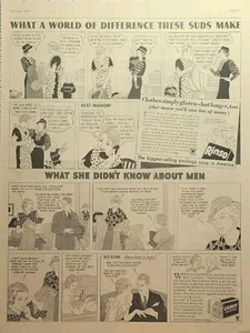 Rinso Lifebuoy detergente para ropa jabón salud tiras cómicas anuncio impreso vintage 1934 - Imagen 1 de 4