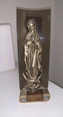Estatuilla Estatua Virgen María Mediados de Siglo De Colección MCM Latón ¡Rara! Foto 1 de 4