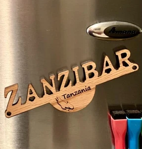 Imán de nevera artesanal de madera de lujo de Zanzíbar, Tanzania coleccionar recuerdos - Imagen 1 de 4