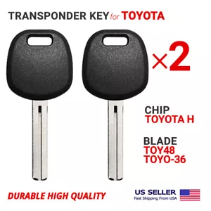 2X Transponder Key For Toyota TOY48 TOY48H-PT With Toyota H Chip - Picture 1 of 1