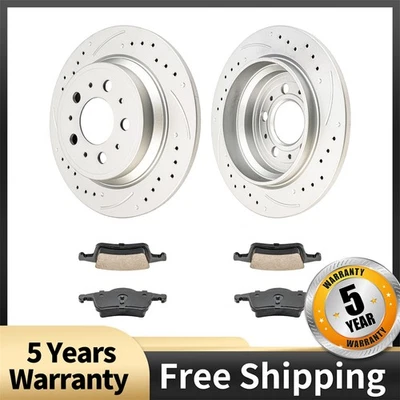 Rear Drilled Slotted Brake Rotors Ceramic Pads Kit for Volvo S60 2006-2007 XC70 Foto 1 de 4
