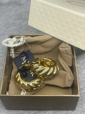 Pendientes perforados de aro gruesos grandes Italia MILOR RESINA ORO 14K 6,61 G cada uno con caja Foto 1 de 4