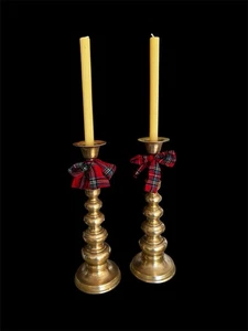 Vintage PAAR SCHWERE Messing Kerzenständer Halter 15" hoch RL Weihnachten traditionelle Dekoration - Bild 1 von 11