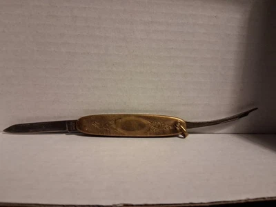 Vintage Miller Bros U.S.A. Pocket Knife with Gold-Toned Handles - Dual Blades - Image 1 of 4
