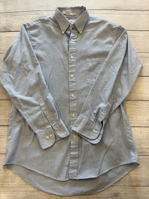 Van Heusen 417 Shirt Mens 16 32/33 Blue Button Down Long Sleeve Oxford Casual - Image 1 of 4