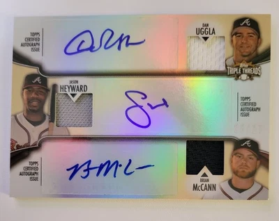 2012 Topps Triple Thread Patch Auto Brian Mccann, Jason Heyward, Dan Uggla 26/27 - Image 1 of 4