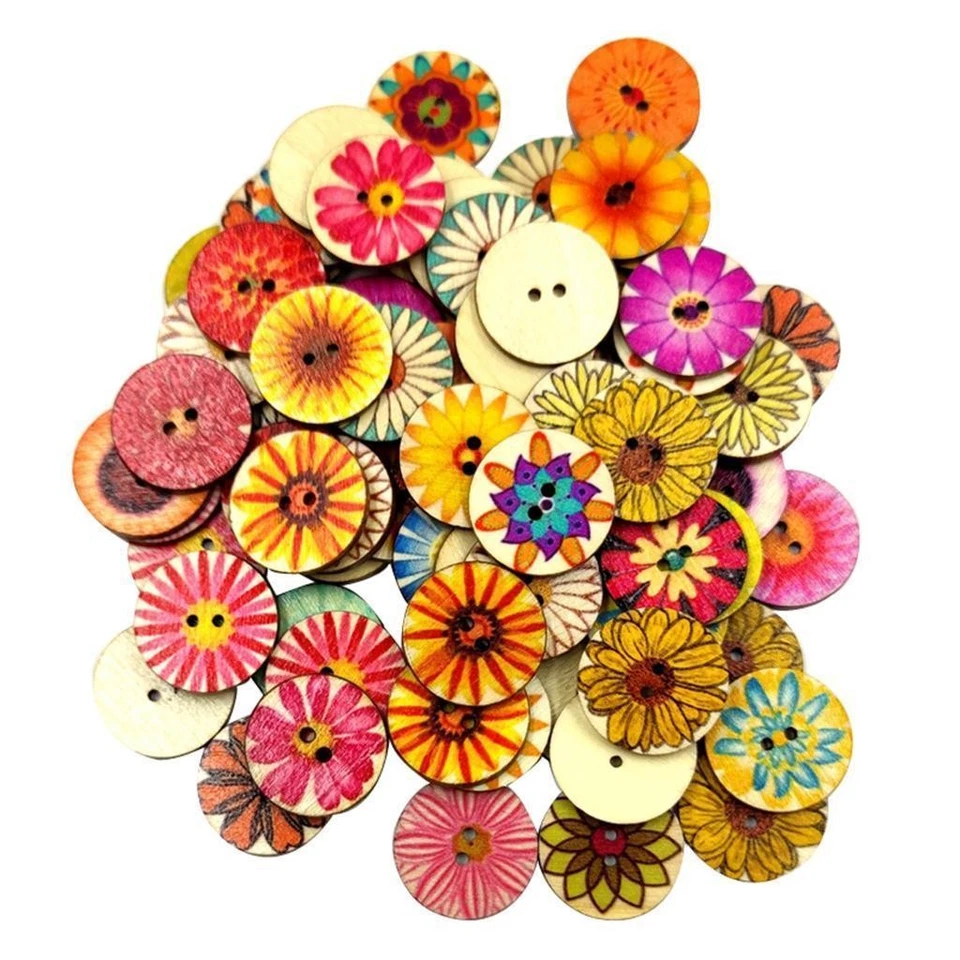 100 Pieces Assorted Mixed Colors  2 Holes for - Image 1 of 1