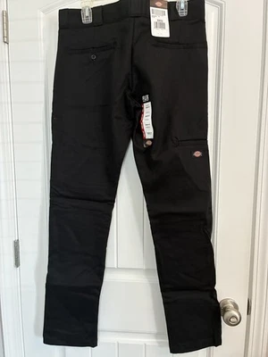 NWT Dickies Twill Work Pants Men 32x32 Black Skinny Fit Flex Double Knee NEW  - Image 1 of 4