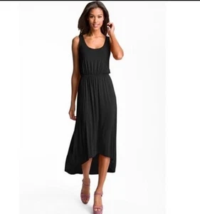 Felicity and Coco High Low Hem Stretch Jersey Black Tank Midi Maxi Dress Xsmall - Picture 1 of 10