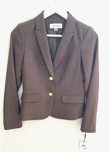 Calvin Klein braun Zwei-Knopf Anzug Blazer Jacke Größe 2P Petites Neu mit Etikett $ 129 - Bild 1 von 4