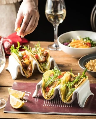 Taco Holder, Porcelain Taco Tray with Handles, Perfect for Keeping Tacos in P... - Image 1 of 4