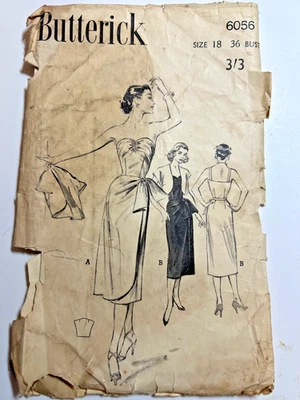 Butterick 6056 Vintage Original Dress & Bolero Sewing Pattern Size 18 Unused - Image 1 of 3
