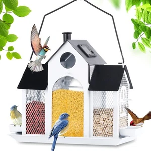 Solar Bird Feeder House for Outside Hanging, Large Capacity Birdhouse Bird Fe... - Picture 1 of 6