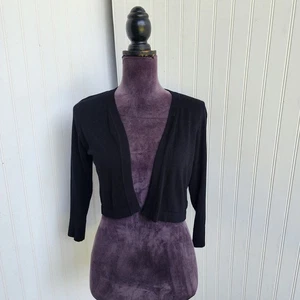 My Michelle Girls Bolero Jacket Black Knit Open Front Rayon Size M - Picture 1 of 11