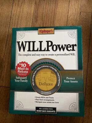 Kiplingers Will Power Deluxe 2002 Software (CD-ROM Apple Mac PC Big Box  window - Image 1 of 4