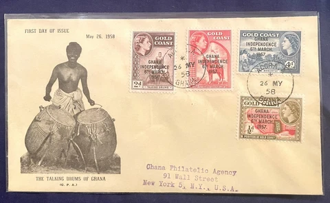 Ghana First Day Cover Scott 25-27 Independence Overprint Of Gold Coast FDC Cover