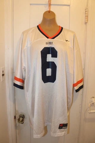 NIKE NCAA Football Illinois Fighting Illini Mesh Jersey #6 Men XXL White Vintage Cover