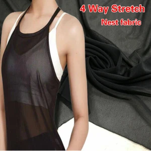 Mesh Fabric 4 Way Stretch Net Cloth Sheer Elastane Swimwear Lining Material Trim - Picture 1 of 21