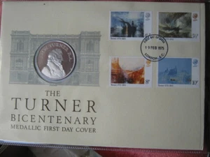1975 Turner Bicentenary FDC and silver proof medal set - Picture 1 of 1