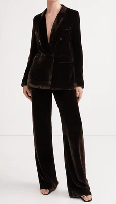 Sleeping with Jacques Jane Bond Brown Velvet Co-ord Set US4 Pants & Blazer Silk - Image 1 of 4